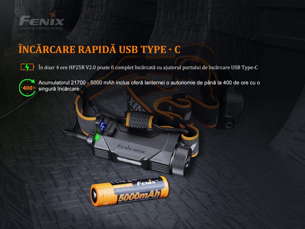 Lanterna frontala Fenix HP25R V2.0 - Alpin Expe